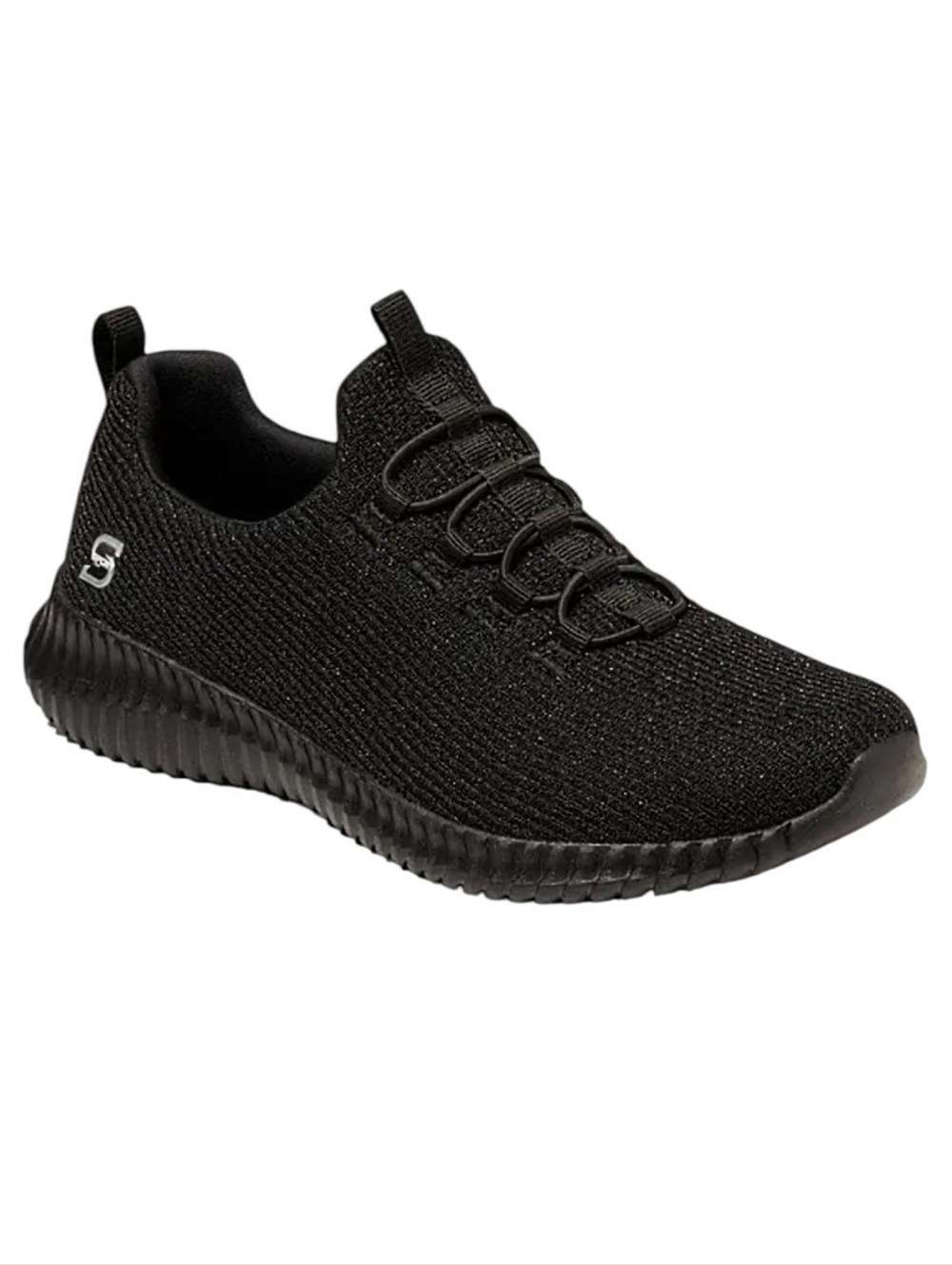 Skechers Sport Eva Black Sneakers No Laces Shimmer Sparkle Size 6.5 Or 6 1/2
